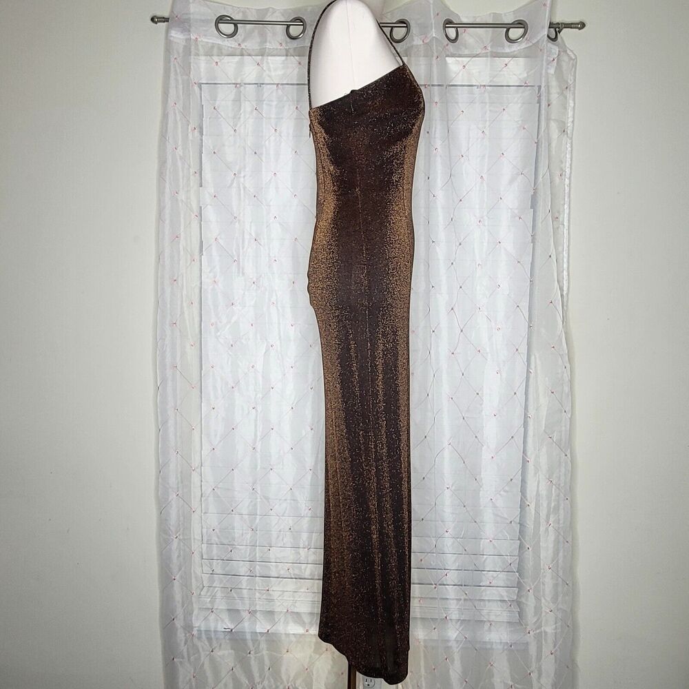 Vtg Betsy & Adam Sz 6 Copper Brown Dark Romance Vampy Maxi Party Prom Dress - Picture 4 of 8
